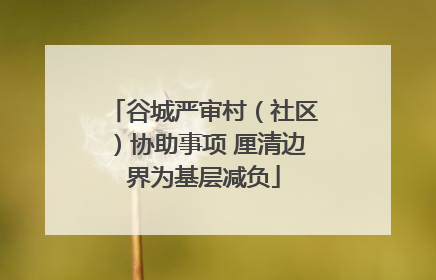 谷城严审村（社区）协助事项 厘清边界为基层减负
